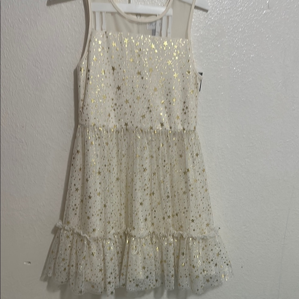 The Children's Place Cream and Gold Starry Dress
